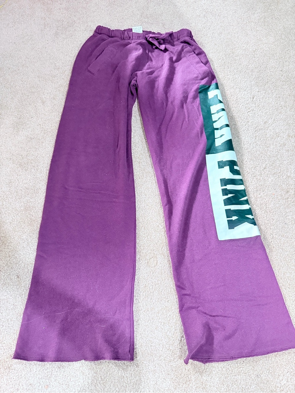 Victoria's Secret Purple Wide-Leg Joggers with Side Panel Graphic